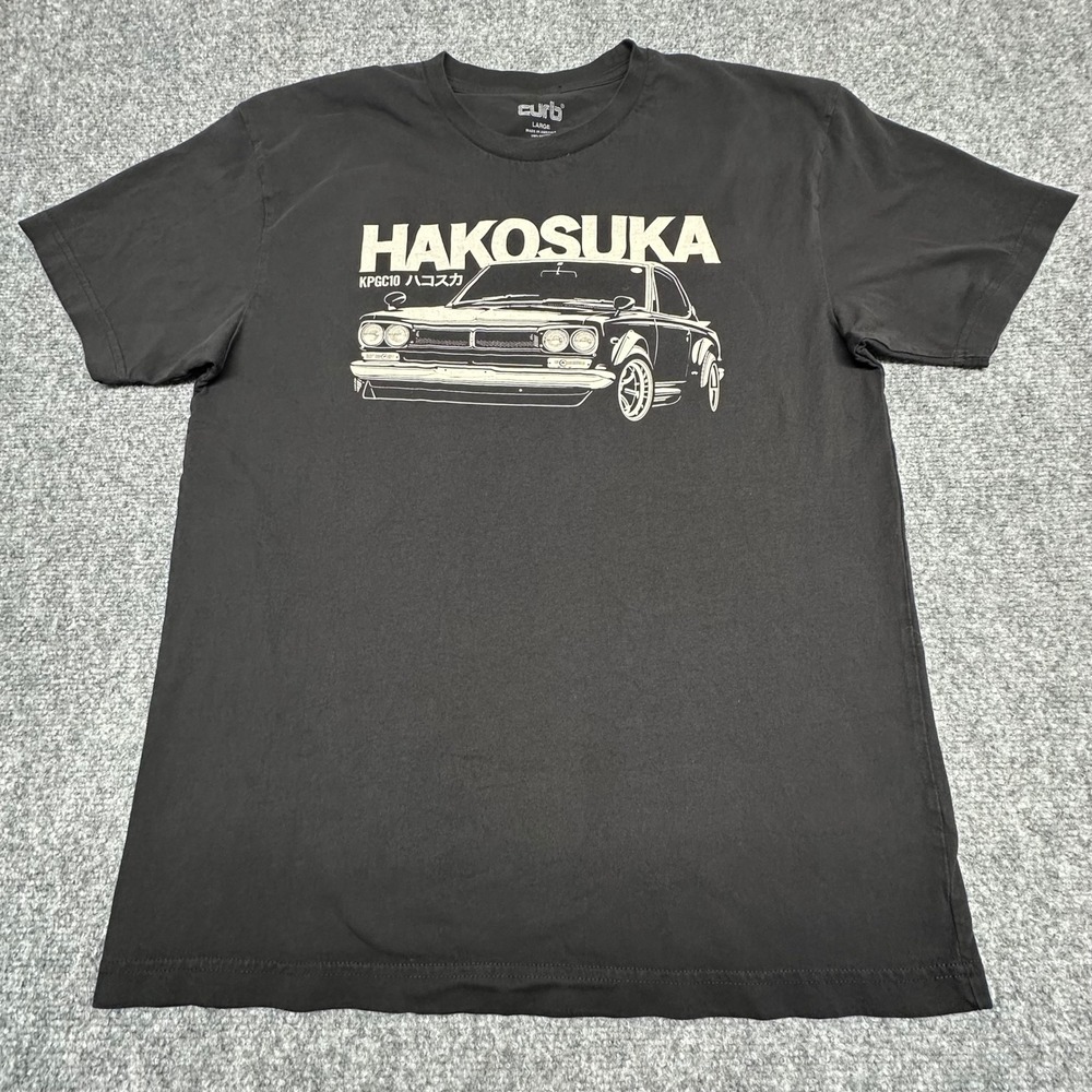 Curb Hakosuka KPGC10 Graphic T-Shirt Size Large Black Japanese Classic Car‎ Tee